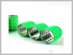 Green Cylinder Shape Nylon Hook and Loop Hair Curlers